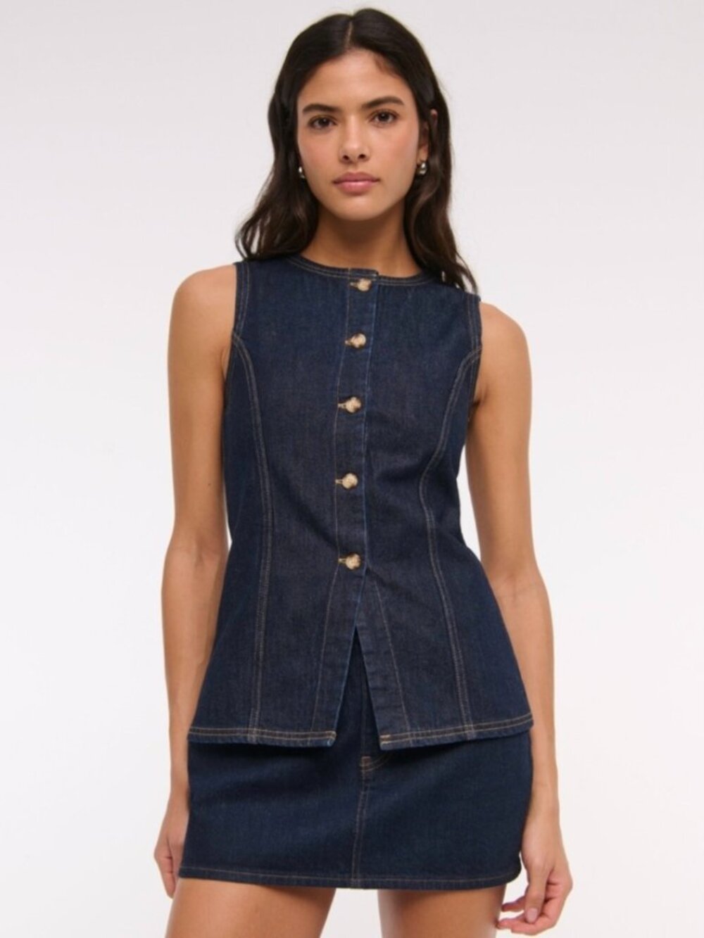 Abercrombie & Fitch Denim Vest with Tie Back Size L